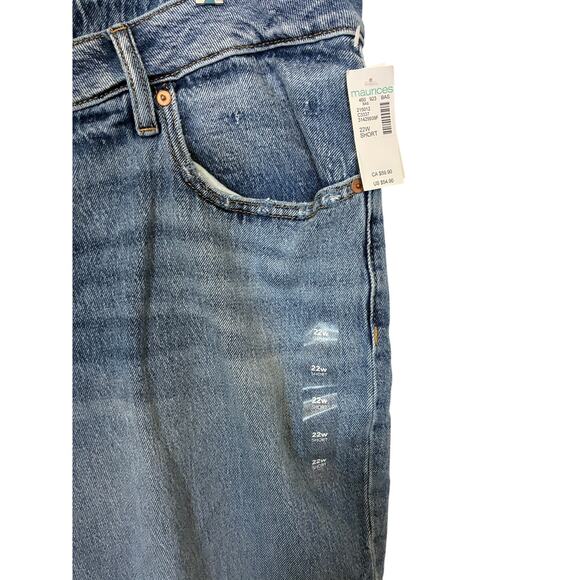 NWT 22W Maurice Dark Wash Distressed Cropped Skinny Jeans Casual Modest Normcore - Picture 3 of 4